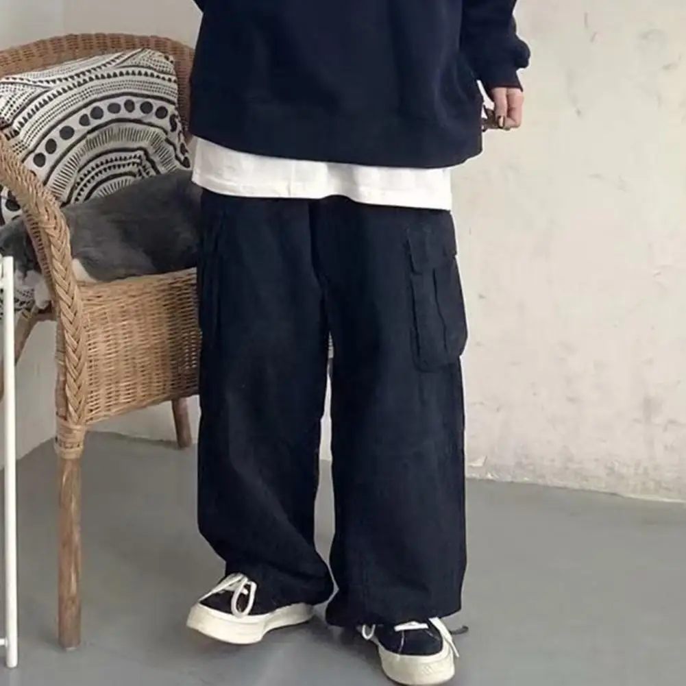 Trendy Baggy Pants Drawstring Cool Men Trousers Korean Style Loose Baggy Pants
