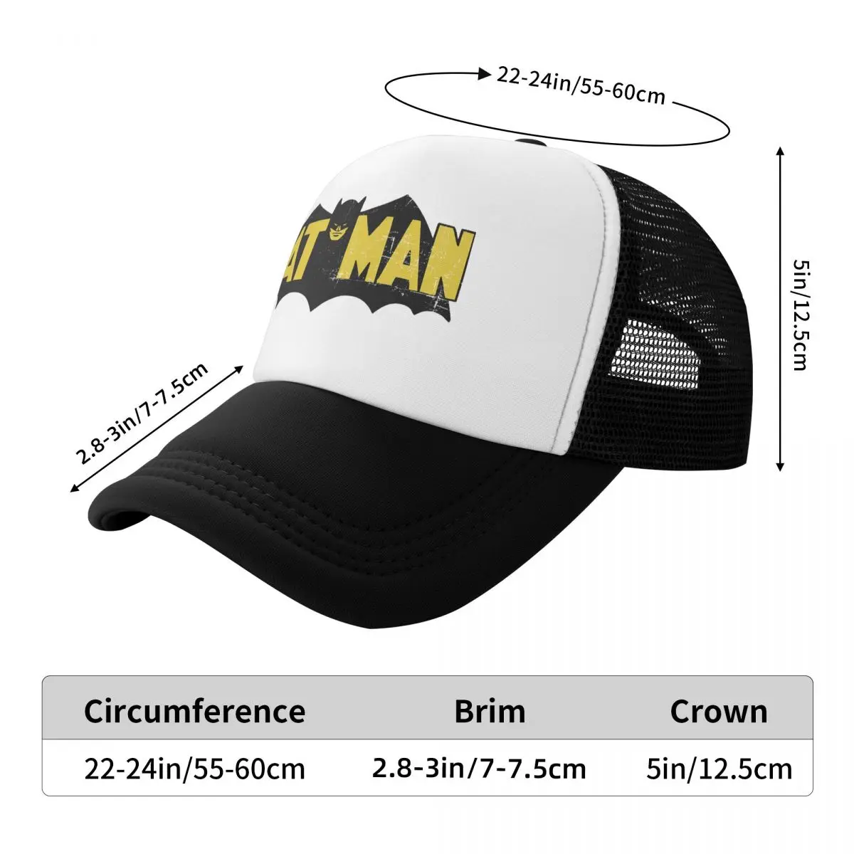 Adult Bats Man Retro Logo Trucker Cap Outdoor Mesh Baseball Caps Dad Hat Trucker Worker Cap Adjustable Sports Cap Spring