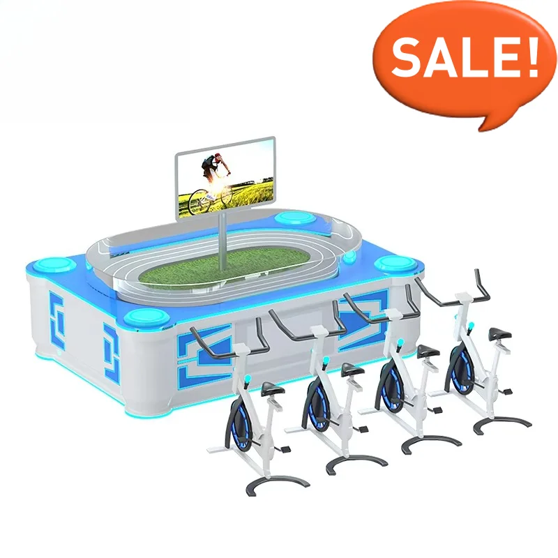 Indoor Amusement Multiplayer Interactive Sport Game Equipment Coin Operated 4 Players Racing Bicycle Game Machine Custom