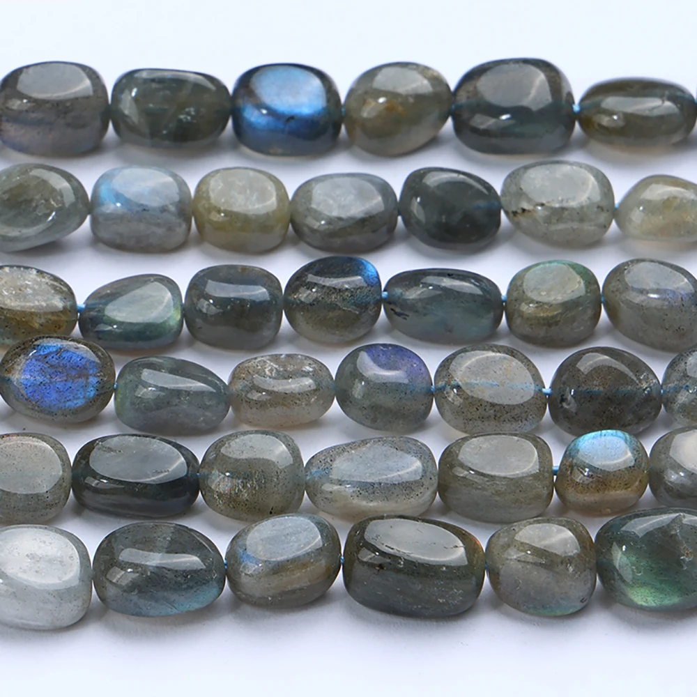 

Natural 8-10mm Blue Labradorite Pebble Beads For Jewelry Making DIY Bracelets Necklace Accessories 15'' Inches