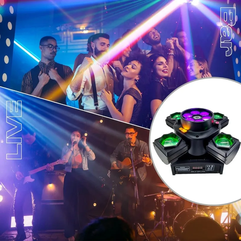 LED Stage Light 4-In-1 4-Arm Bee Eye Beam Lights Mobile Headlamp DMX Stage Light KTV Bar Disco Concert Party Laser Stage Light