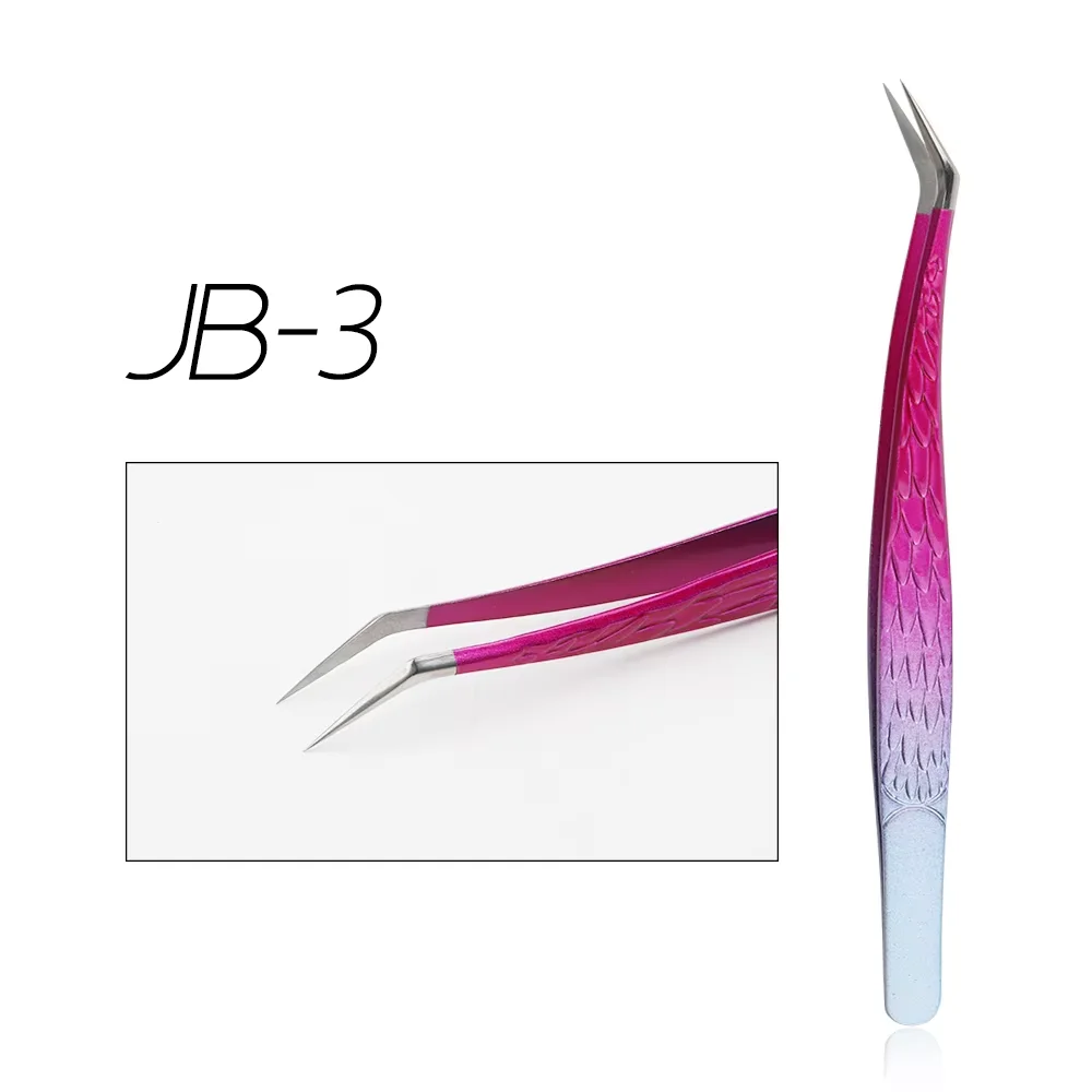 Wendy Lashes Anti-slip Eyelash Extension Tweezers Stainless Steel Fiber Tip Lashes Precision Tweezer for Makeup Tools