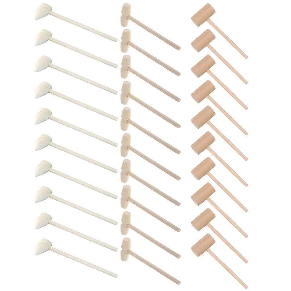 

30Pcs Wooden Little Hammer Natural Material Mini Size Light Weight Kids Pounding Tool Promotes Dexterity Arm Movement DIY Craft