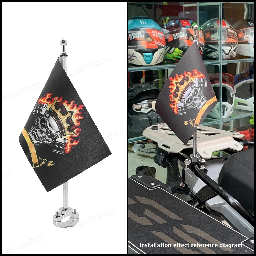 Kit de montaje de mástil de bandera Universal, calibre de 9mm-35mm para motocicleta ADV Cruiser Touring Scooter ATV para Harley Honda y Cruiser BMW