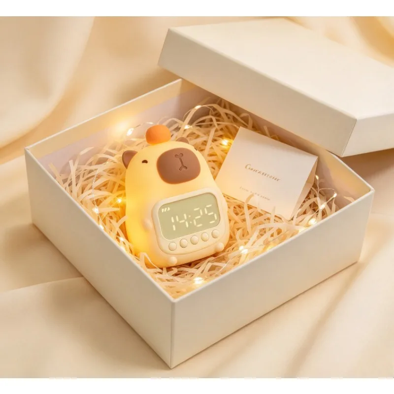 Creative Capybara Smart Electronic Alarm Clock With Night Light Bedroom Bedside Digital Clock With Gift Box For Present