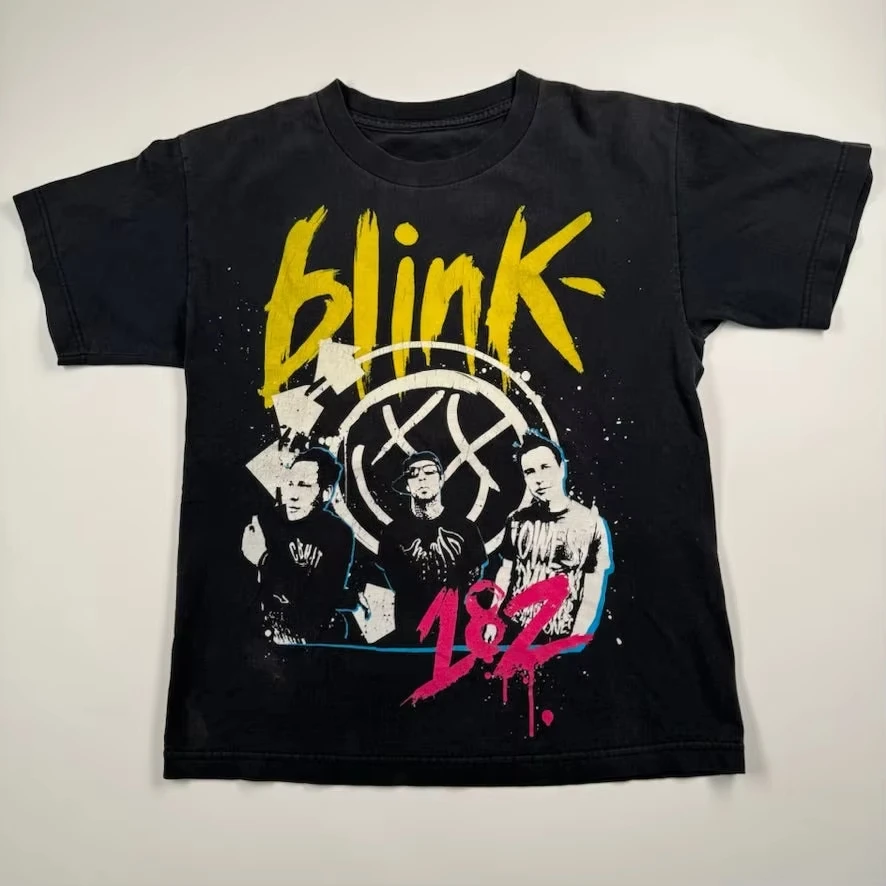 

Blink-182 T-shirt Men's Summer Sweat-absorbing Breathable Top Motorcycle Short-sleeved Men's and Women's Trendy Clothing
