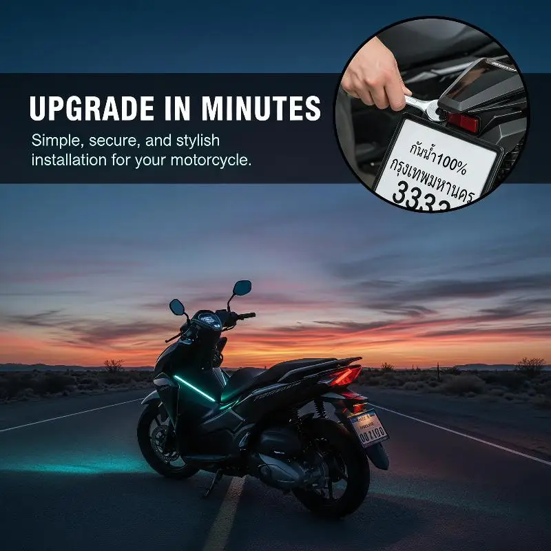 Universal Fit Motorcycle License Plate Frame Waterproof Scratch Resistant for All Motorbike Modification Use