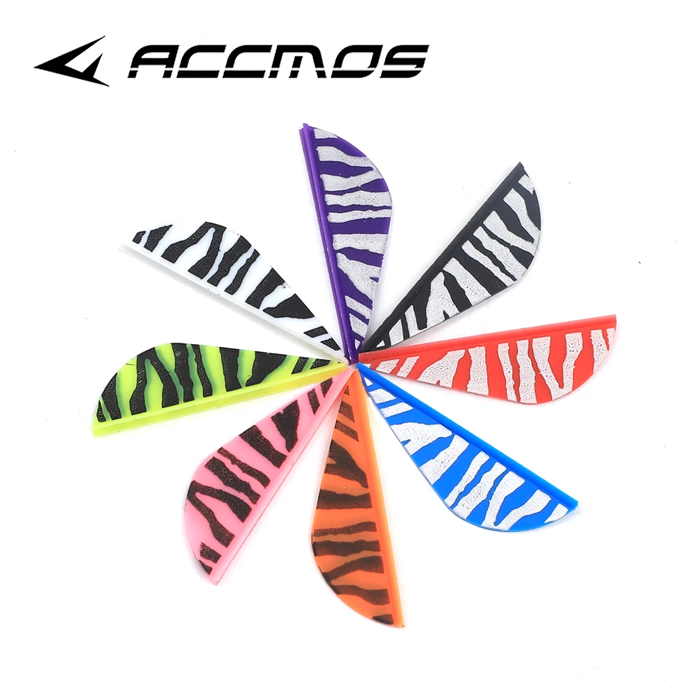 50pcs 2 Inches Archery Tiger Stripe TPU Plastic Vane for Carbon Fiberglass Aluminum Arrow Accessories Hunting Shoot Archery Bow