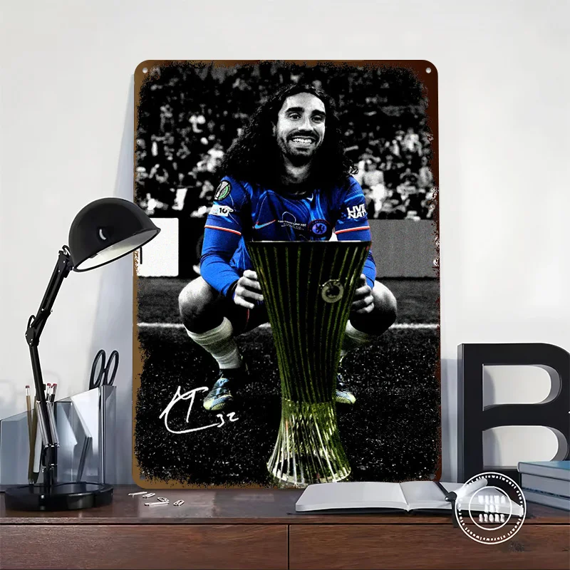 Marc Cucurella With Trophy Personalized 3D Textured Metal Poster Wall Art Tinplate Sign for Decoration Garage Decorations Decor