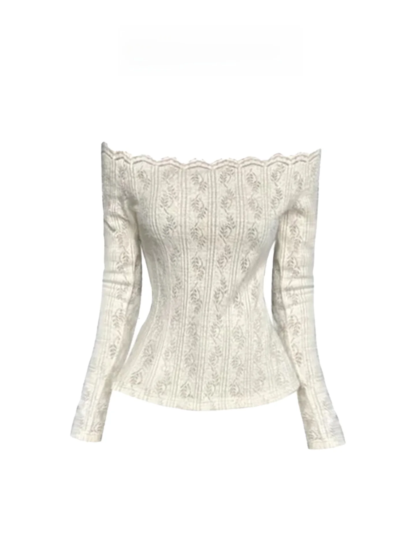 

HEZA Slim Fit Lace oulder Long Sve T-irt Women's Autumn Winter Faion Versatile Bodycon Top French Sle Casual Wear