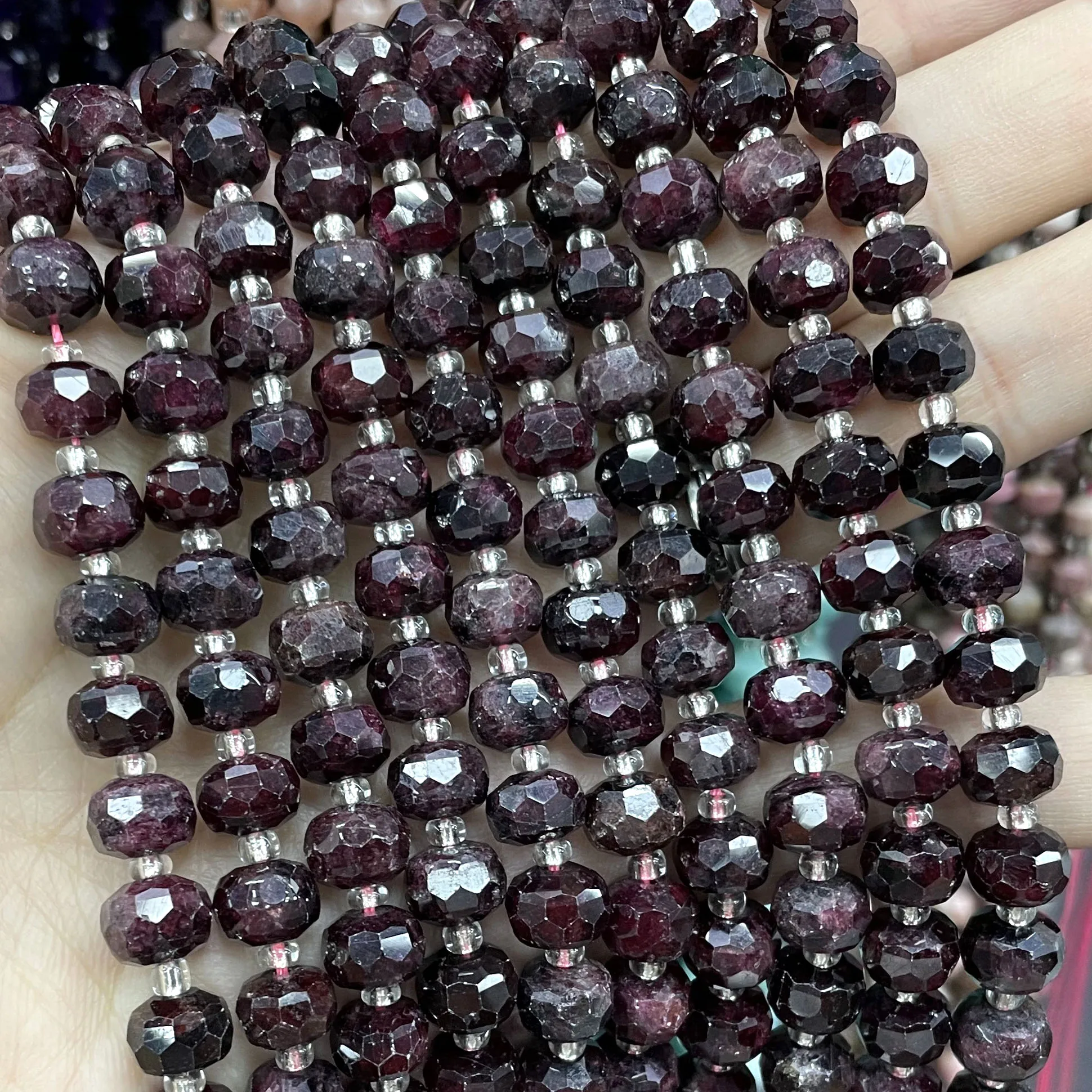 6X8MM Faceted Natural Stone Wheel Red Garnet Spacer Loose Beads For Jewelry Making DIY Bracelet Necklace  Accessories