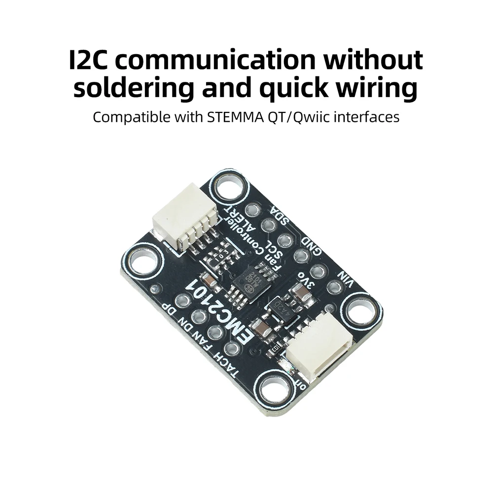EMC2101 I2C PC Fan Controller Temperature Sensor Module 4-Wire PWM Fan Speed Regulation STEMMA QT Qwiic Programmable Fan Curve