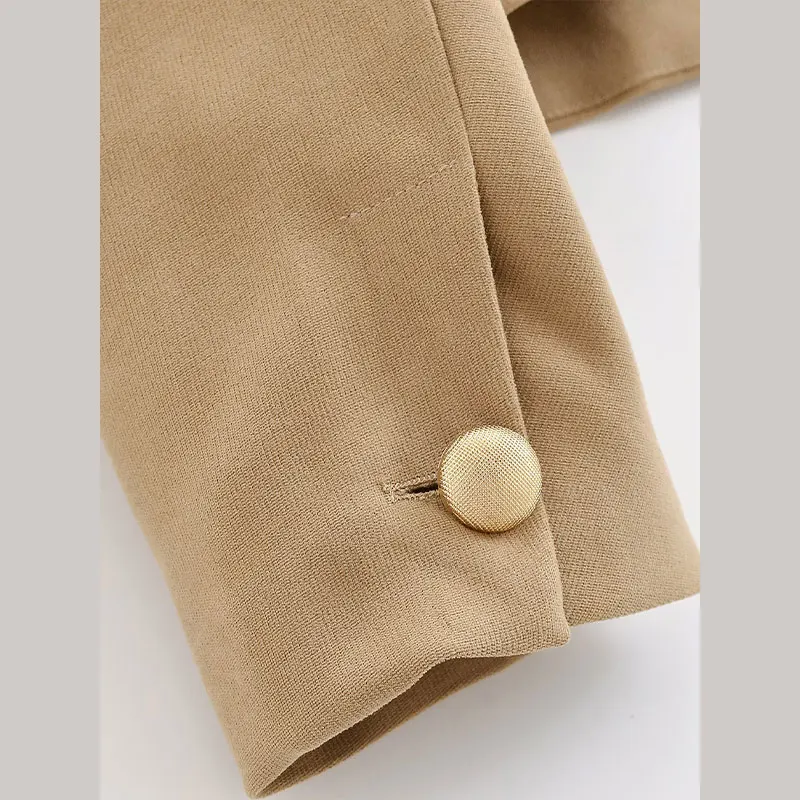 Stehkragen-Knopfjacke für Damen, Elegante Langarm-Einreiher-Jacke für den Frühling, Modische Damen-Oberbekleidung – Detail 8