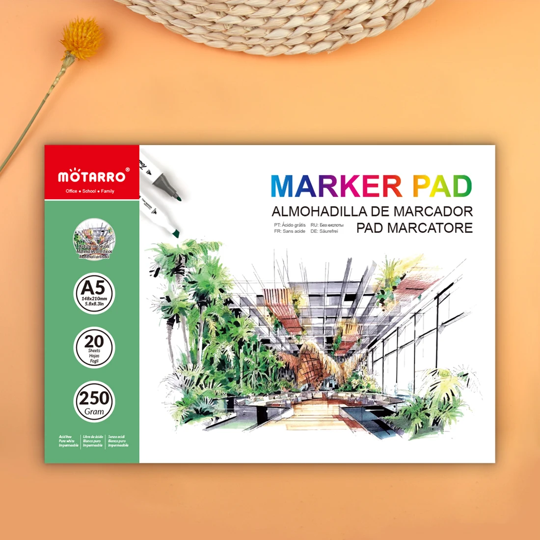 MOTARRO A5 20 Sheets Sketch Book Student Art Painting Drawing Watercolor Book Graffiti Sketchbook School Stationery