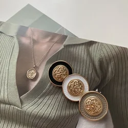 10pcs Fashionable Round Buttons High Quality Gold Color Zinc Alloy Shank Buttons Woman Clothing Decorative Buttons