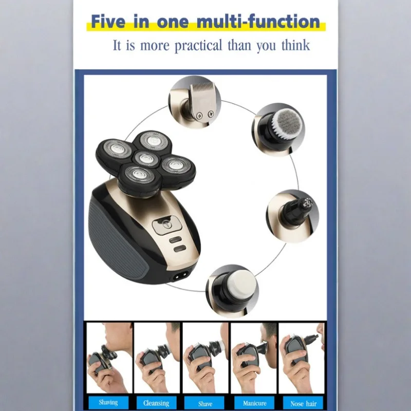 Men's Intelligent Anti Pinch five in one Electric Shaver USB Charging Plug in IPX7 Waterproof Self service Hair Clipper Shaver