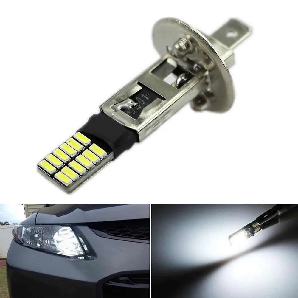 2x H1 24-LED Car Fog/Driving Light Bulbs DRL Bright Super White Lights Car Fog Lights Auto DRL CSP Chips 12V 24V 80W