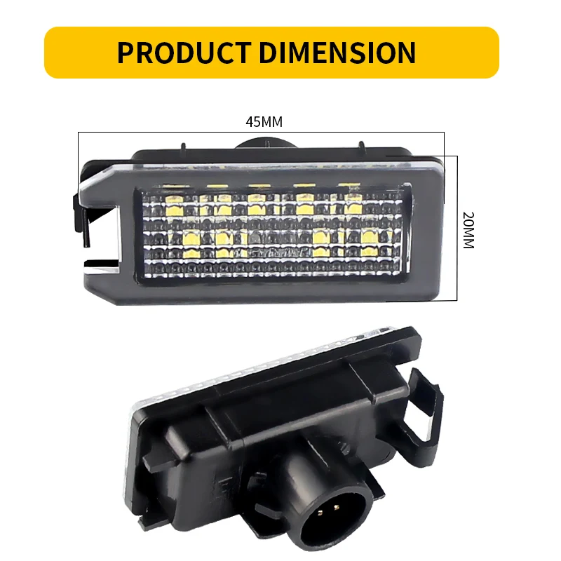 2Pcs Canbus 18LED License Number Plate Light For 14-20 Jeep Grand Cherokee WK2 14-17 Compass Patriot 2015-2017 Dodge Viper 13-17