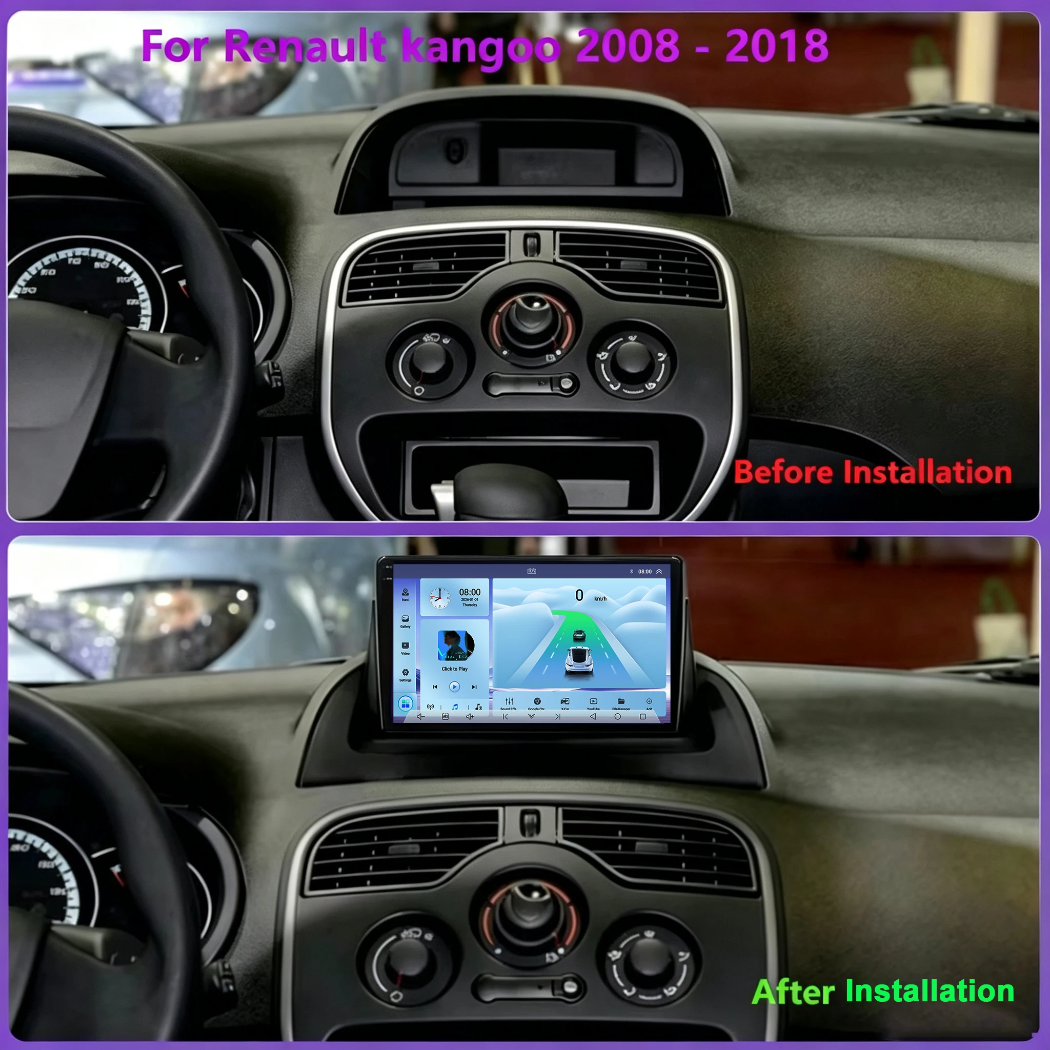 Android 16 Carplay Car radio For Renault kangoo 2008 - 2018 Multimedia Video player 5G Core GPS Stereo autoradio WIFi Head Unit