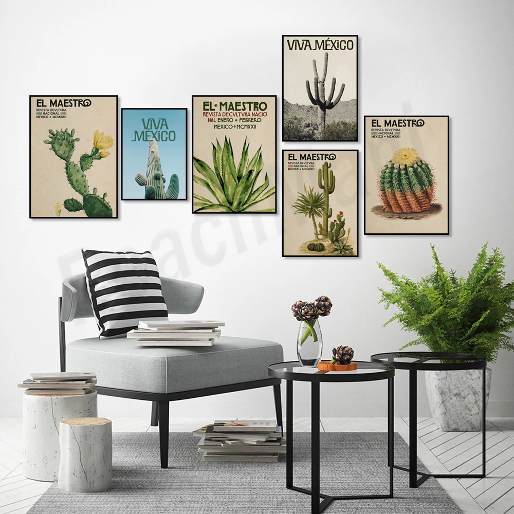 Iconic El Maestro Mexico Poster, Vintage Cactus Art, Agave Plant, Latin American Artesania, Mexican Culture, Ethnic Decoration