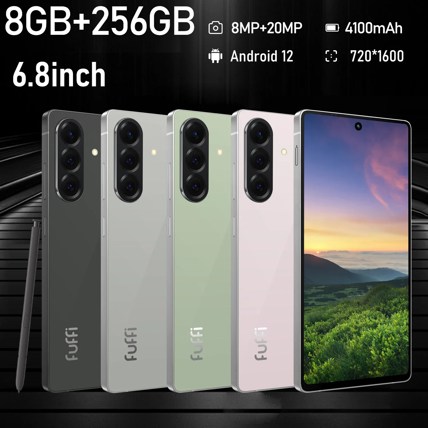 Global Version A56 Pro Smartphone Android,6.8 inch,12GB RAM,512GB ROM,Dual SIM,Mobile phone,Google Play Store,8+20MP,6800mAh