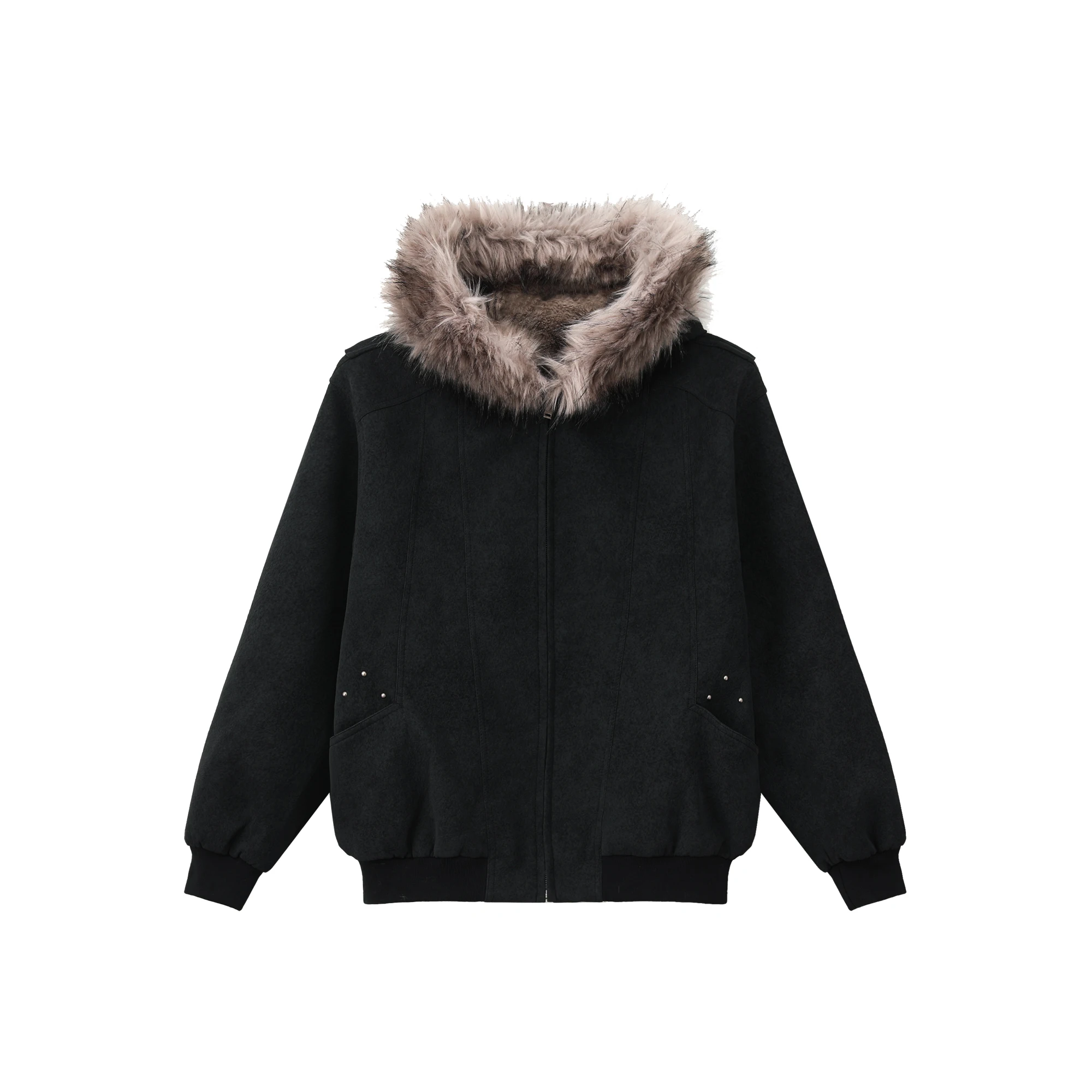 سترات رجالية لخريف وشتاء 2025 سترات جديدة سميكة بقلنسوة دافئة ومقاومة للبرد بلون سادة معاطف أنيقة للرجال بأكمام طويلة #6