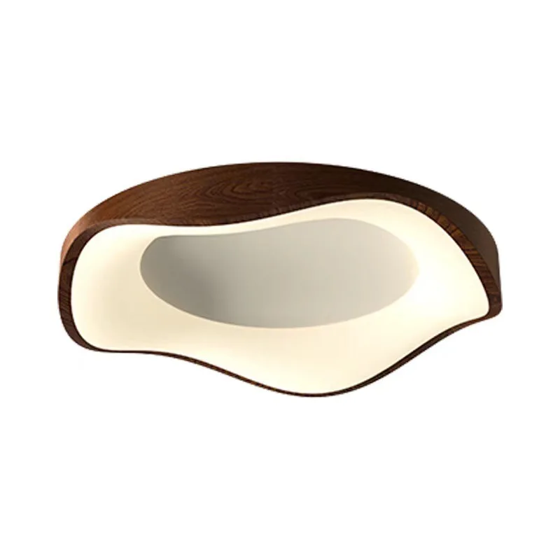 

New Chinese ultra-thin ceiling light walnut wood grain color light fan integrated live and comfortable medieval style room study