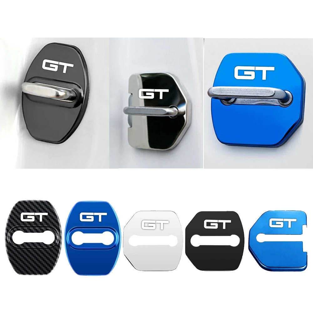 

4pcs Car Door Lock Buckle Door Lock Protection Buckle Stainless Steel Lock Cover Buckle for Ford Mustang Shelby GT 50 years