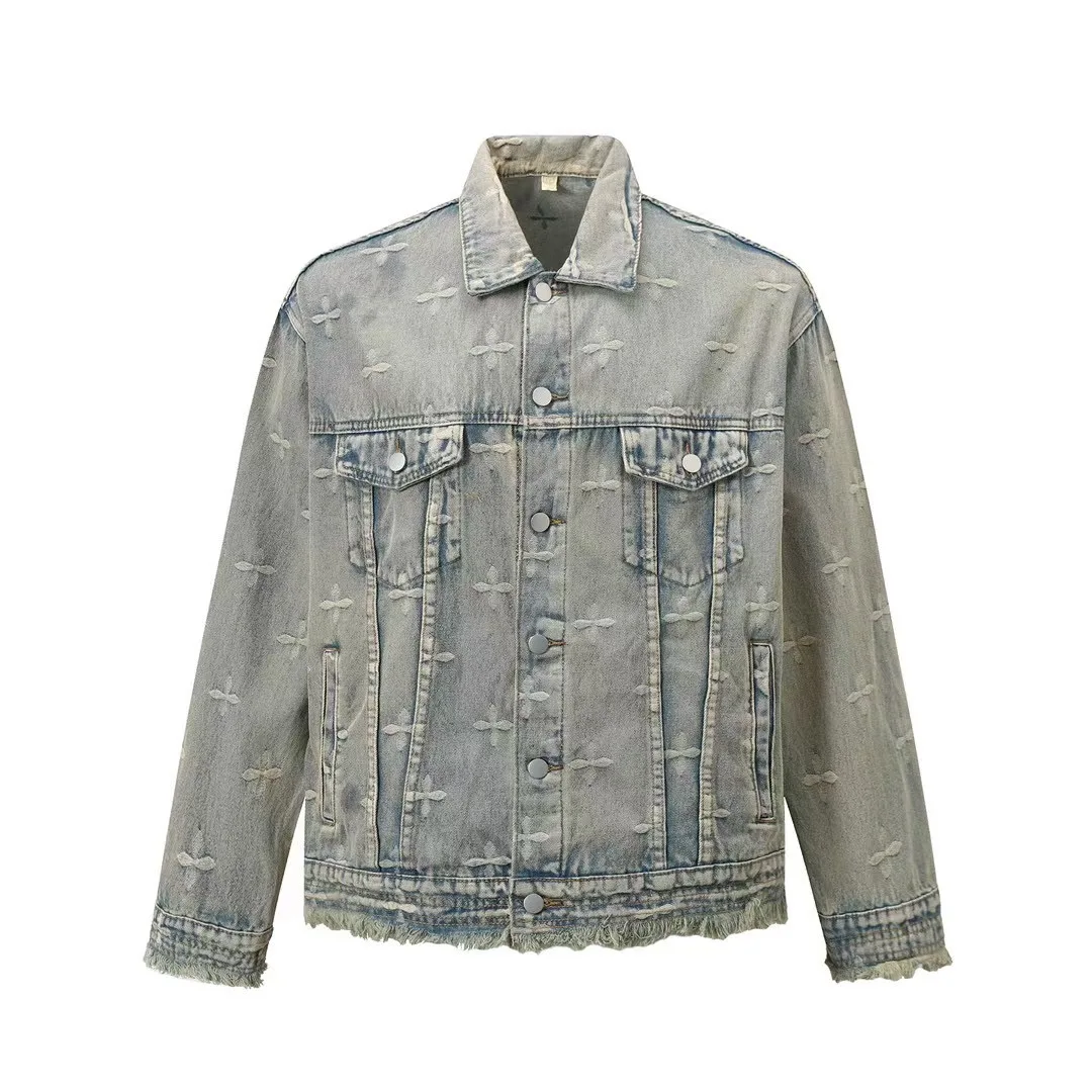 

Spring Autumn New Fashion Trend Ripped Vintage Jeans Jacket Men's Fashion Casual Versatile High Quality Denim Coat