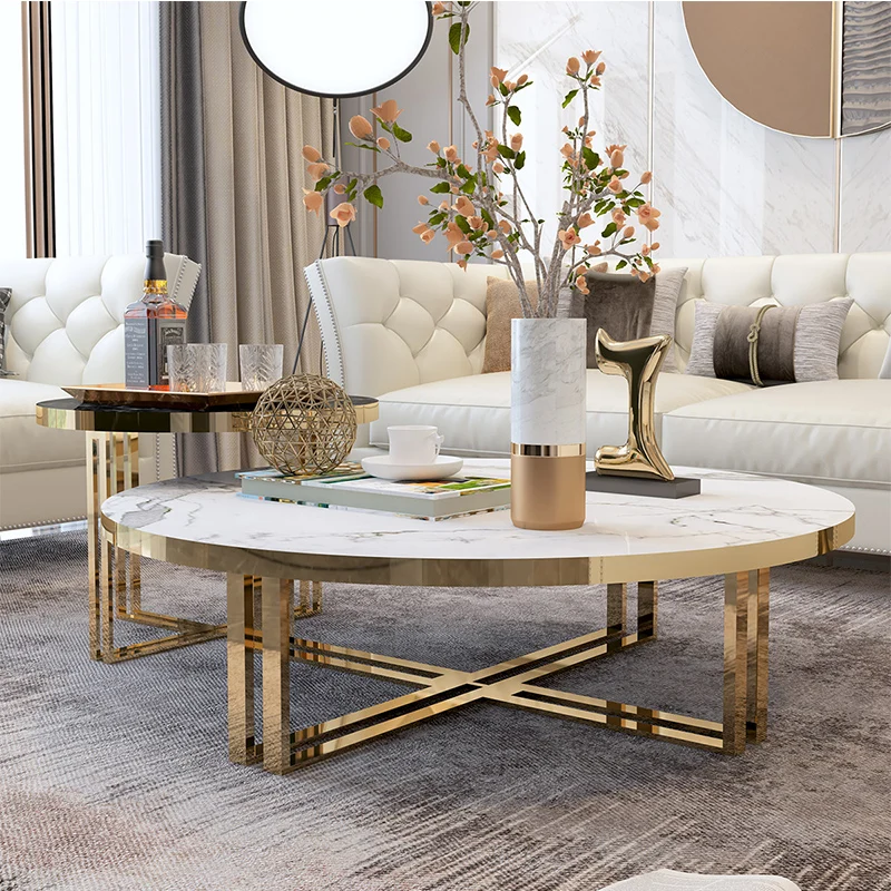 Modern Luxury Marble Round Tea Table Network Black Tea Table Creative Designer Combination Small Unit