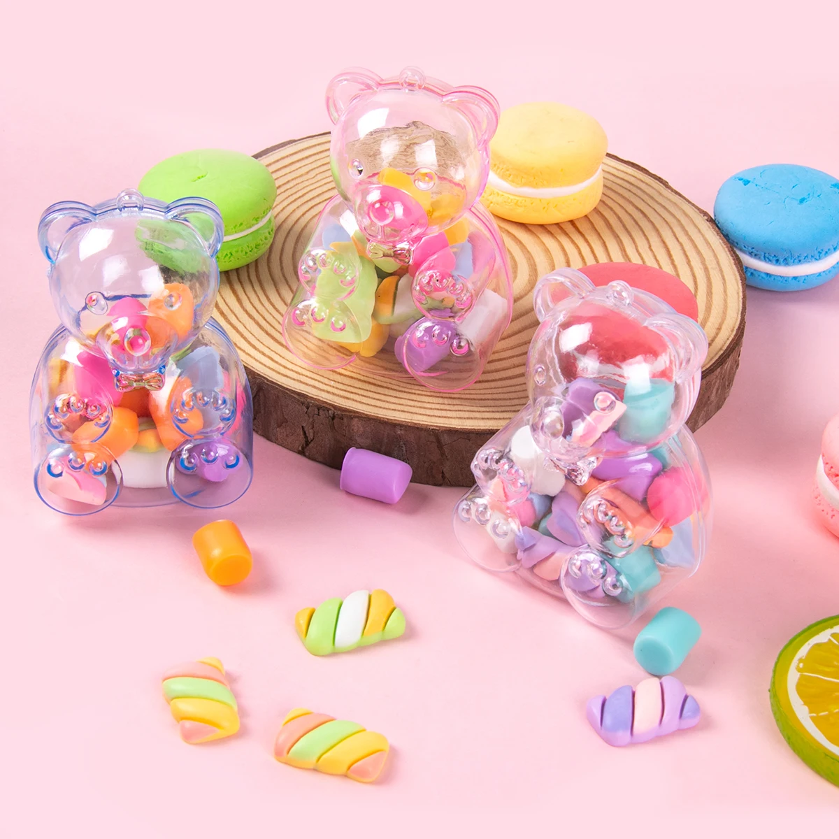 12 Pcs Transparent Candy Box Bulk Jar Treat Boxes Wedding Favors Snacks Packing Bear Gift Shaped Baby Bride Clear Candy Box