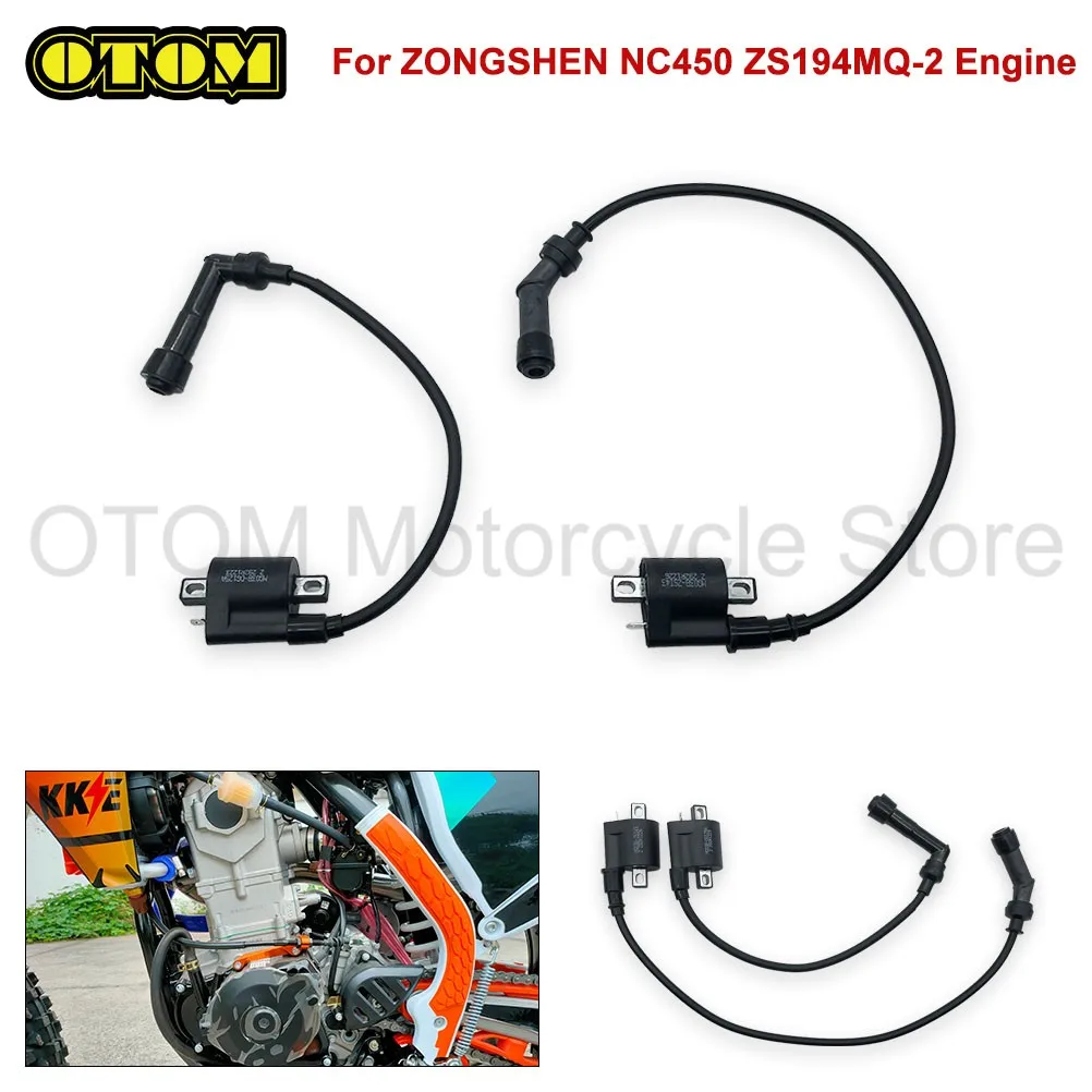 For ZONGSHEN NC450 ZS194MQ-2 Engine Motorcycle Engine Ignition Coil Spark Plug Cap Coils Standard Slanted Cylinder Head Pit Bike
