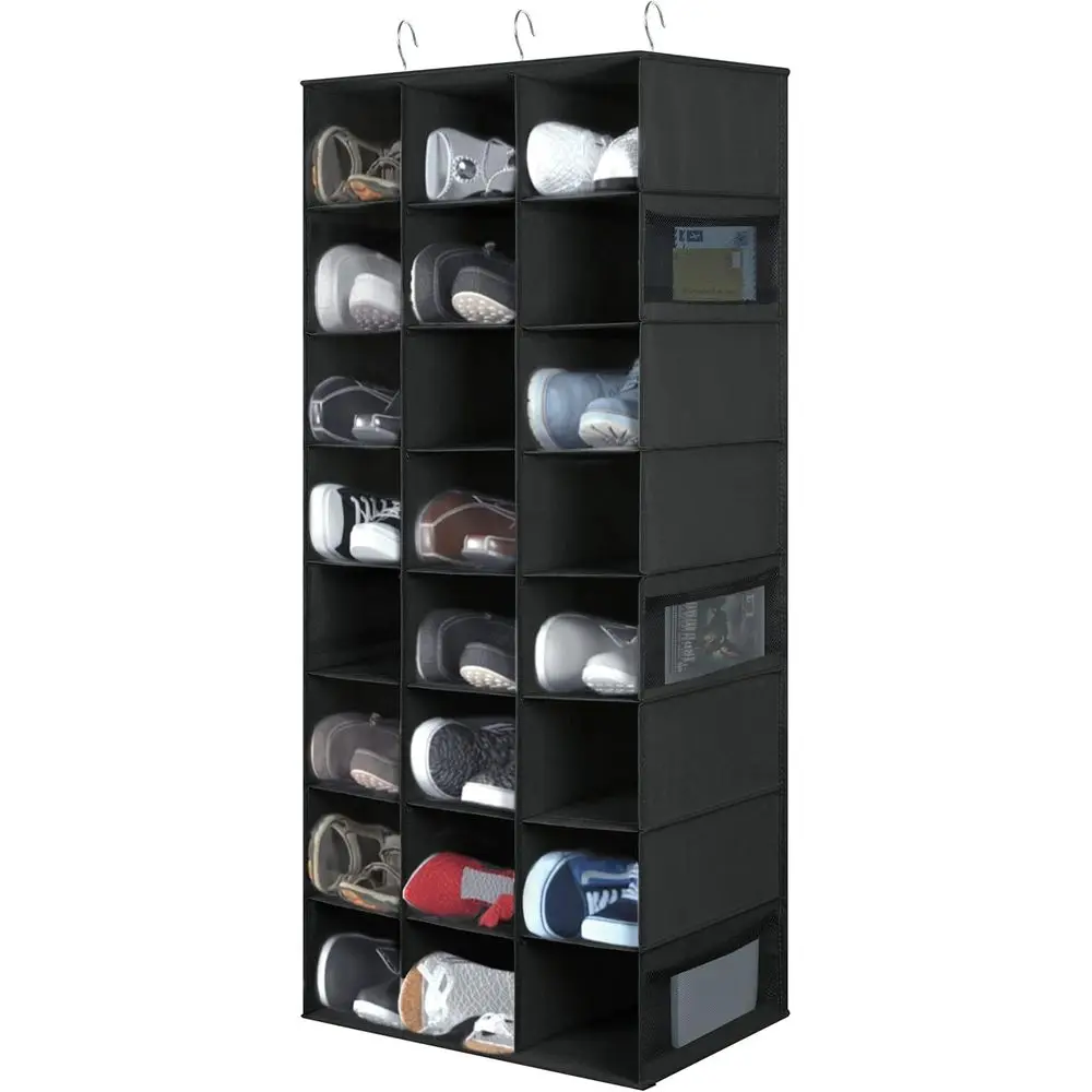 

Подвесной органайзер для обуви на 24 секции, компактная полка для хранения, черный цвет