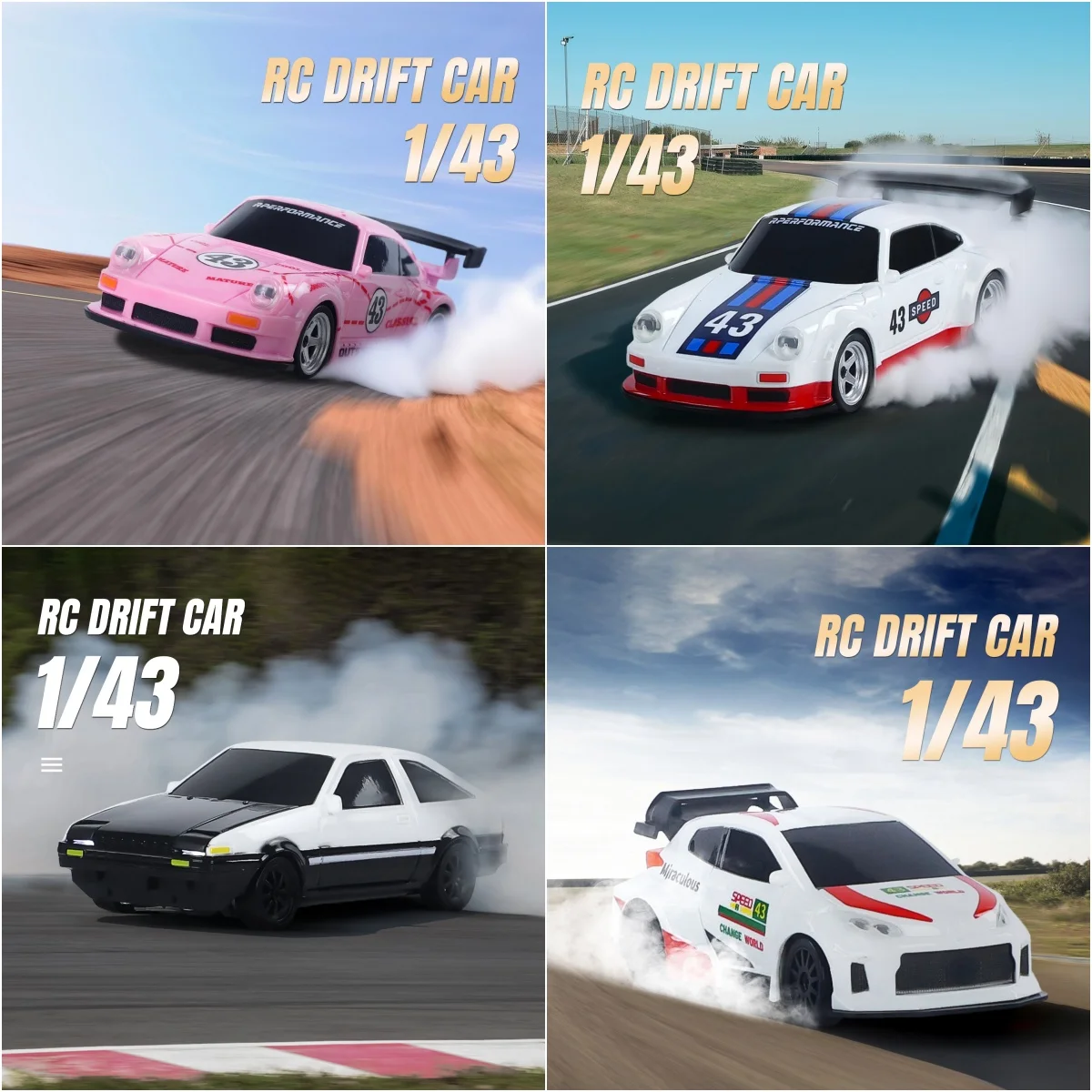 

US Stock RC Drift Car 1/43 RTR Race 4WD Gyro Four-wheel Drive Radio Control High Speed Model 2.4G Racing Drifting Cars Toy Model