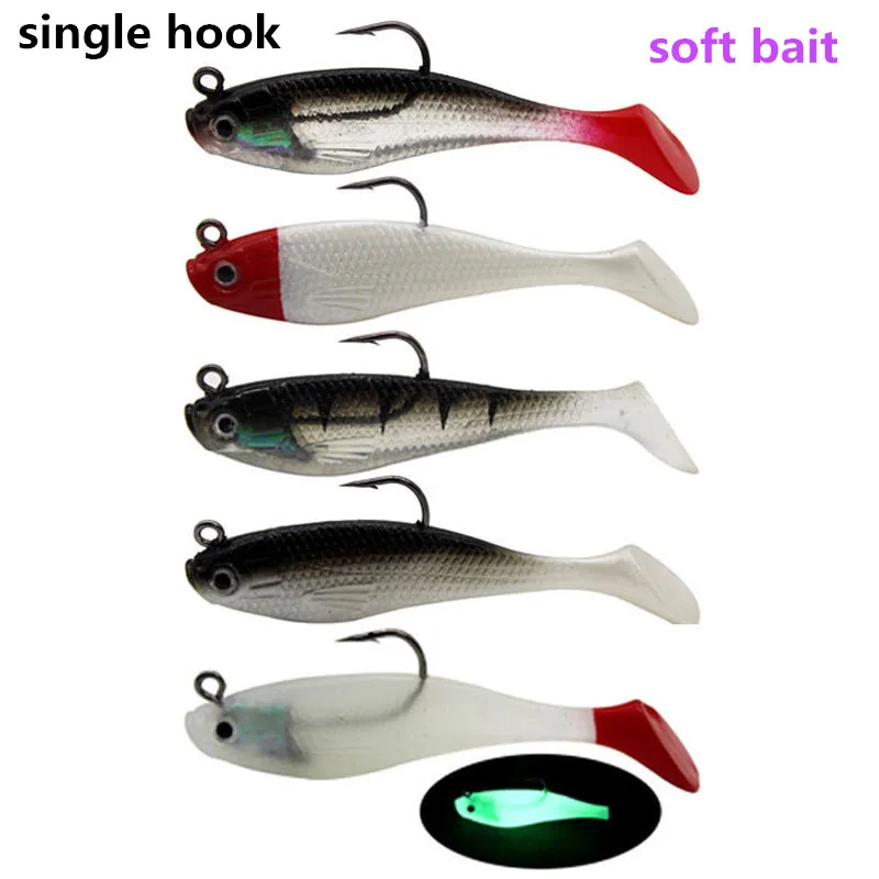 5 Stück 8cm 9g Weichköder, Leuchtender Subköder, Biomimetischer Köder, Fünffarbiger Fliegenfischerköder, Angelzubehör, Outdoor-Werkzeuge