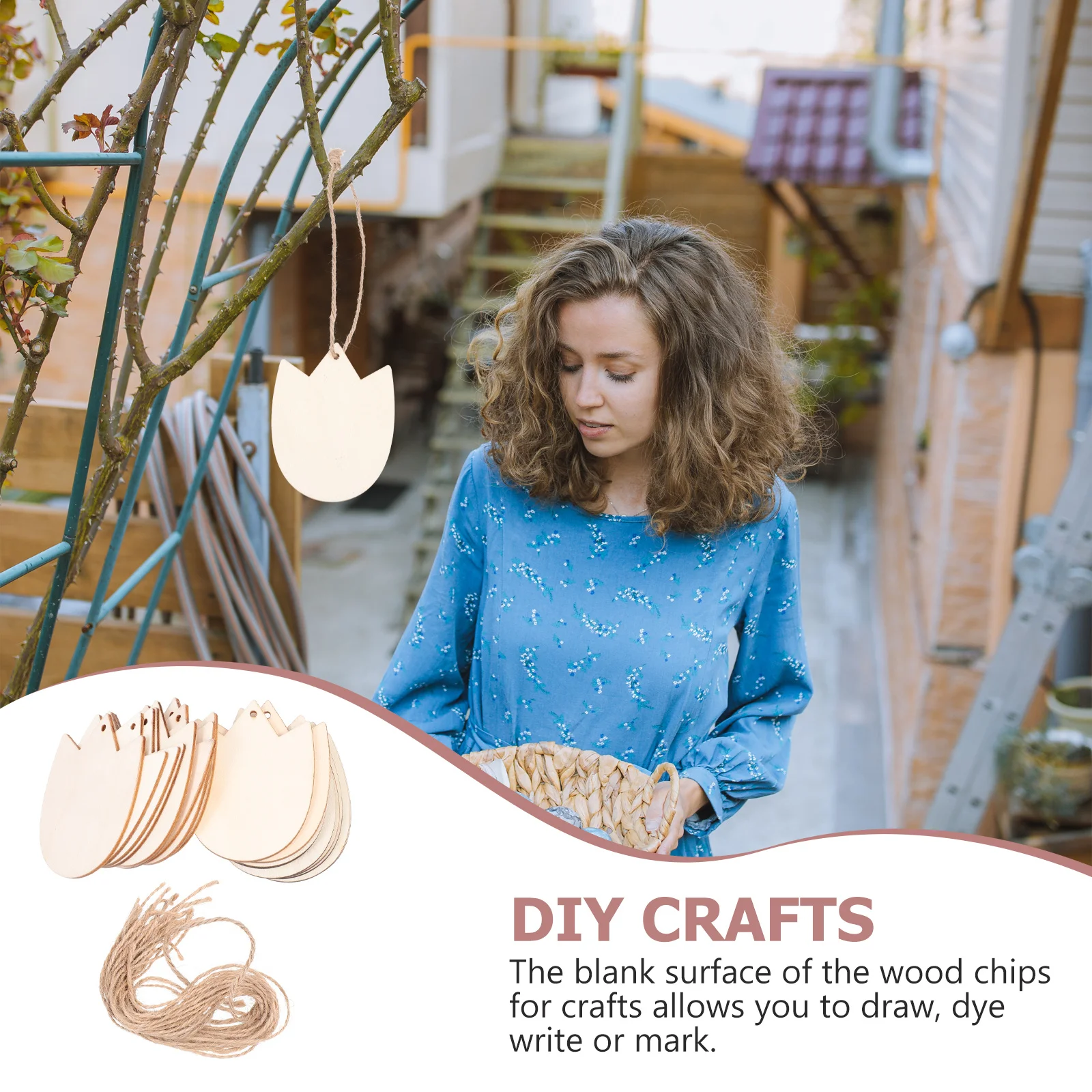 

20pcs Tulip Shape Wood Slices Blank Diy Wooden Pieces For Crafts Painting Staining Projects Decorative Pendants Handicraft