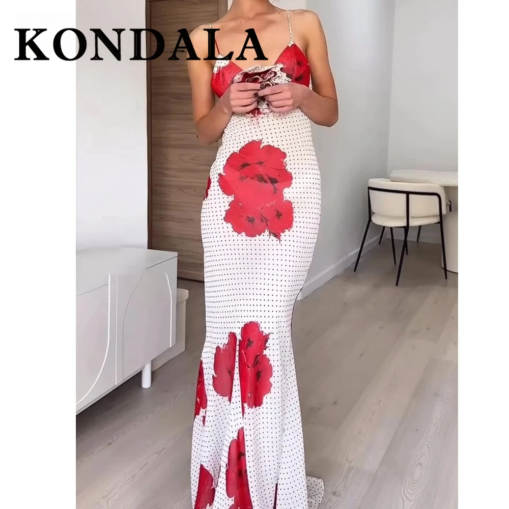 KONDALA شيك غمد أنيق مثير ثلاثية الأبعاد فساتين امرأة الورد ليلة حفلة عيد ميلاد فستان طويل موضة 2025 الصيف كامي الإناث Vestidos