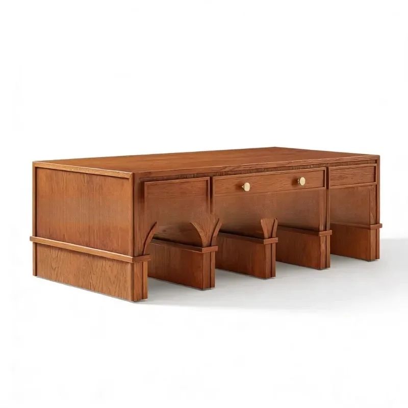 Rectangle medieval solid wood coffee table designer storage villa living room high-end coffee table