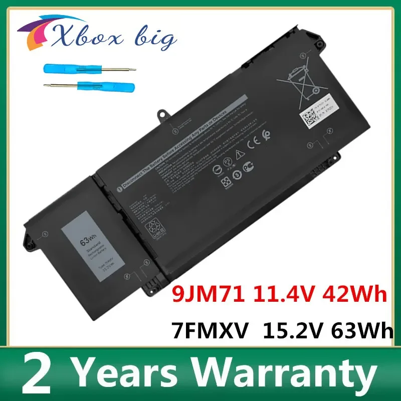 9JM71 7FMXV Laptop battery For Dell Latitude 5320 HDGJ8 MHR4G TN2GY 7320 7420 7520 4M1JN 1PP63 11.4V 42WH  15.2V 63Wh