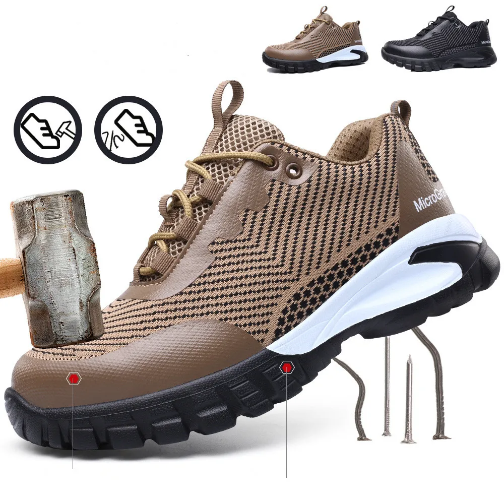 New Work Sneakers Steel Toe Shoes Men Safety Shoes Puncture-Proof Work Shoes Boots Fashion Indestructible Footwear Security