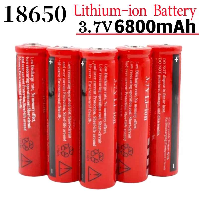 

100% New 18650 Battery 3.7V 6800mAh Rechargeable Lithium-ion Battery for LED Flashlight Flashlight Batteries