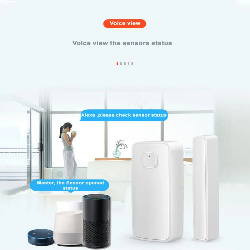 TUYA สมาร์ท Wifi ไร้สายประตู Magnetic Sensor ALARM Anti-Theft ระบบเครื่องตรวจจับเครื่องตรวจจับ WIFI ประตูแม่เหล็ก APP ALARM