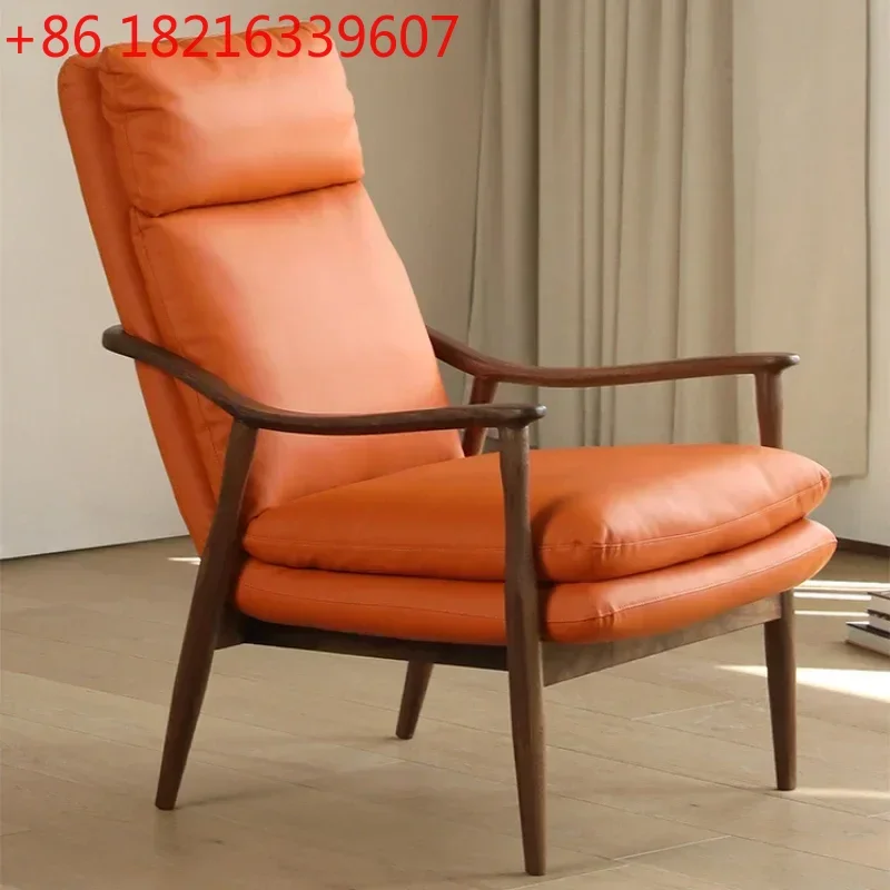 

TAO Genuine Leather Chair Modern Simple and Light Luxury Armchair Casual Leather Chair Wingback Chair