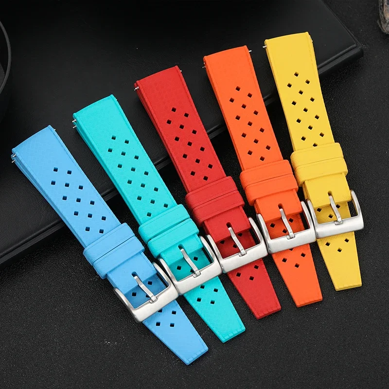 

Premium Grade Fluoro Rubber FKM 20mm 22mm Watch Strap Quick Release Watchbands Diving Waterproof Watch Band Universal