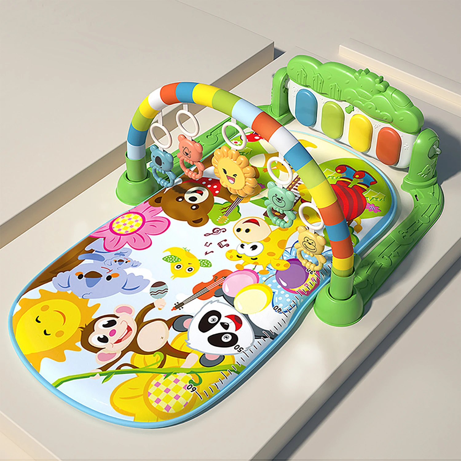 

Multi functional fixed crawling pad for infants and young children toys, music lighting, and self-contained battery