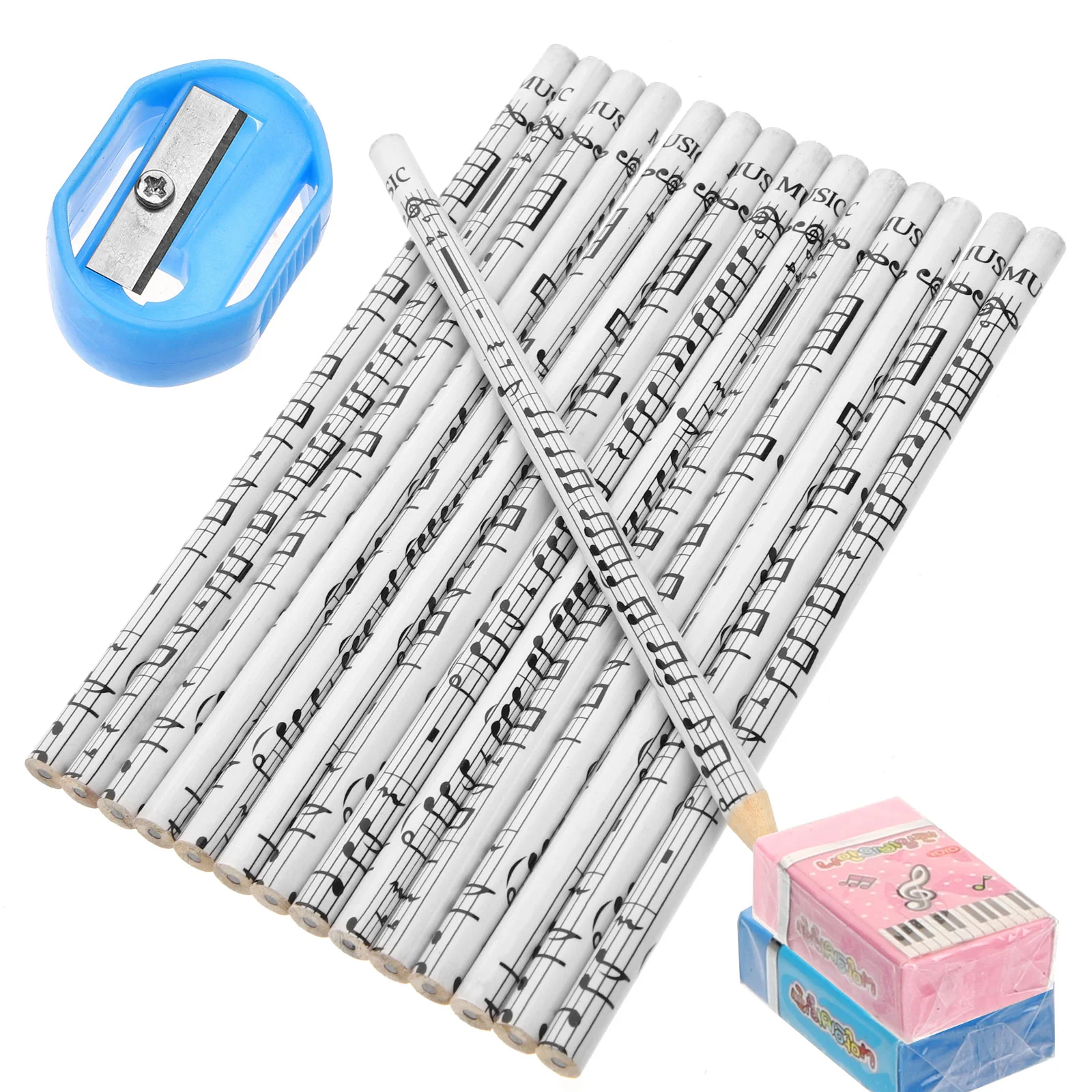 36 Pcs Musical Note Pencil Stationary for School Christmas Pencils Kids Bulk Piano with Erasers Birthday Students