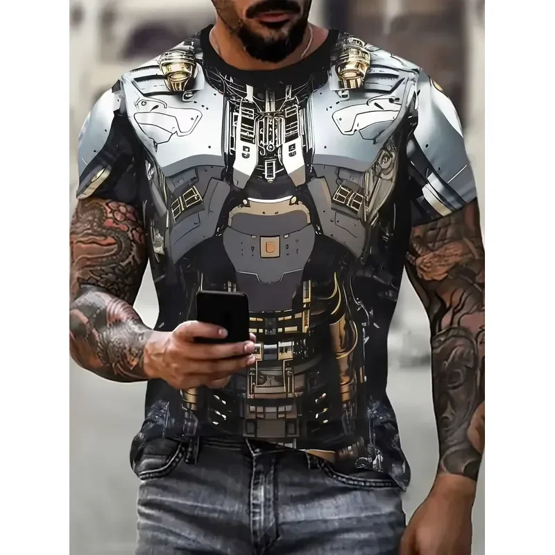 3D Print Men Women Sports Quick Dry Breathable T Shirt Outdoor Street Armor Halloween Cosplay Party Parent Child Short Sleeve