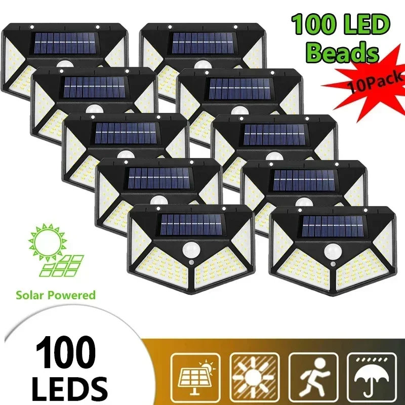 

1/2/6/8/12Pcs 100 LED Solar Wall Light Outdoor Solar Lamp PIR Motion Sensor Solar Powered Sunlight Street Lamps for Garden Decor