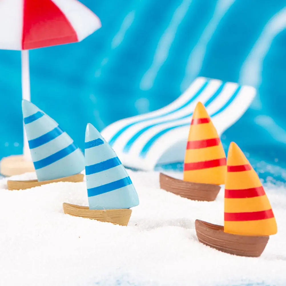 

10Pcs Sailboat Decoration Miniature Lightweight PVC Garden Ornaments Mini Landscape Supplies Tabletop Realistic Chic Sea