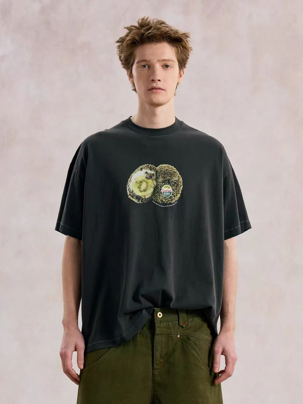 Yao Fashion Vintage Washed Retro Hip Hop High Street Loose Fit Summer Daliy Wear Tops Tee T Shirt